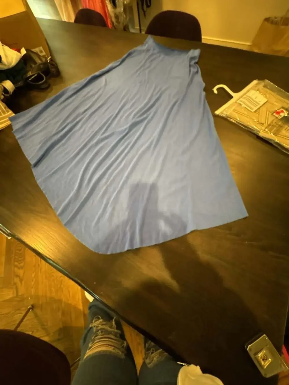 Lafayette 148 New York Blue Asymmetrical High-Low Knit Skirt size M very good co
